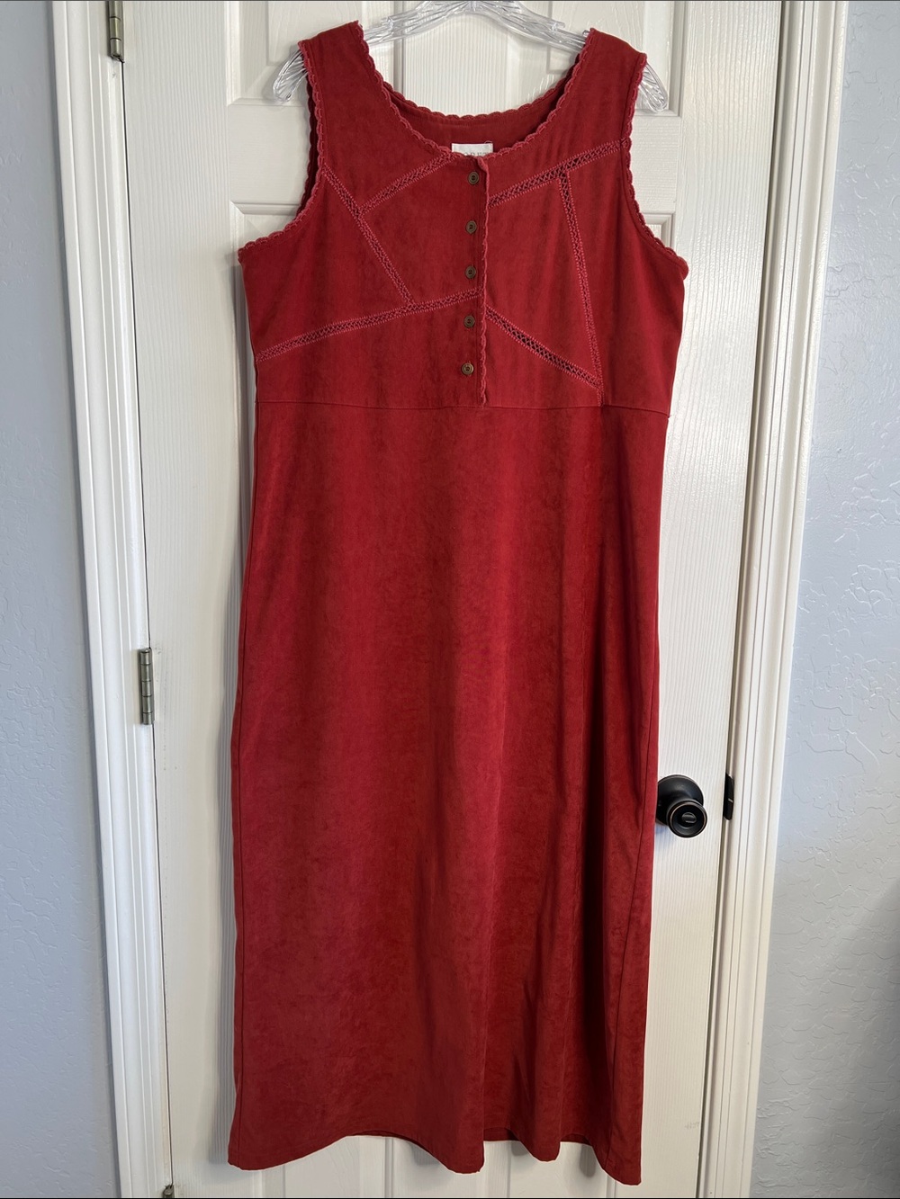 Vintage Koret rust red suede texture maxi dress size M/L